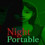 Night Portable woman with light and dark half