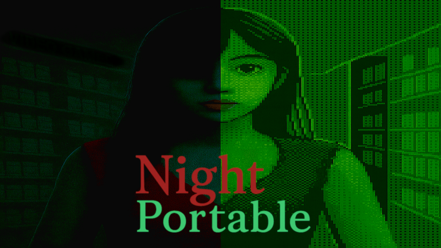 Night Portable woman with light and dark half