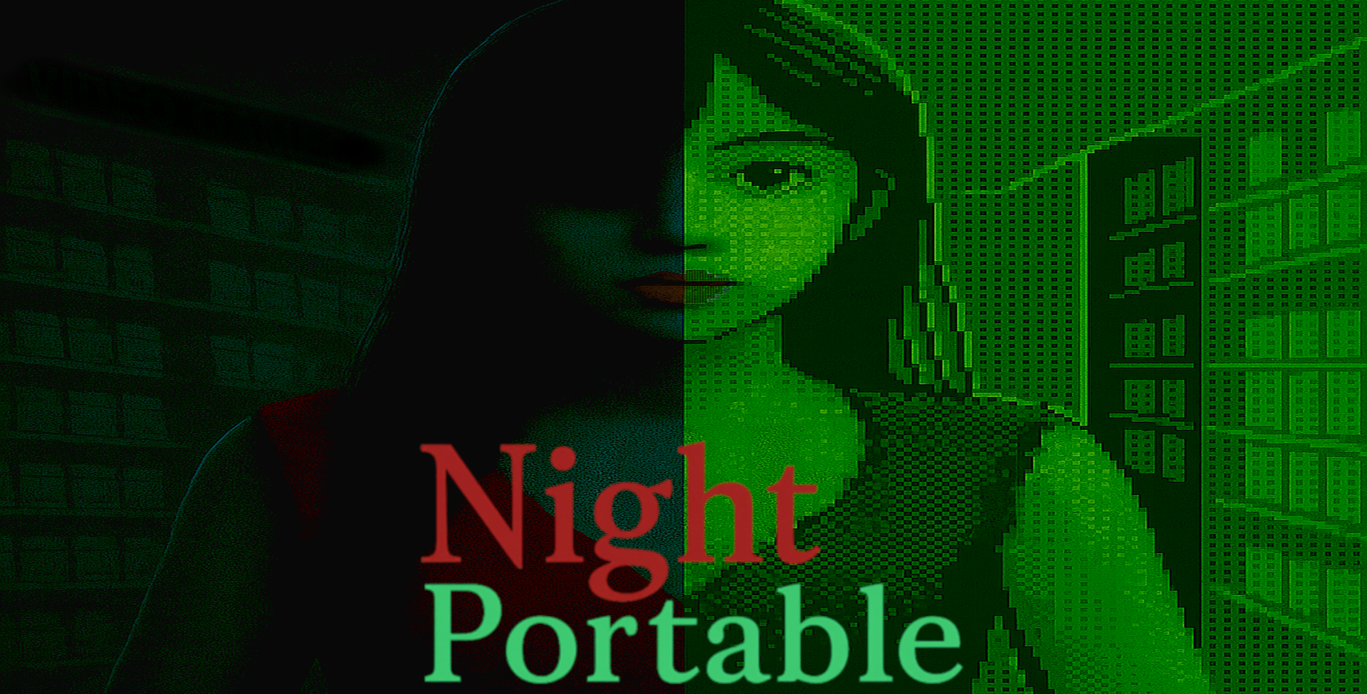 Night Portable woman with light and dark half